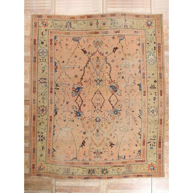 Late 19th Century Turkish Oushak Rug, 11'04 X 13'08 For Sale - Image 10 of 10