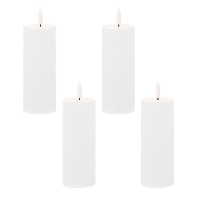 2020s FIA Wick White Pillar Candle (Set of 4) For Sale - Image 5 of 5