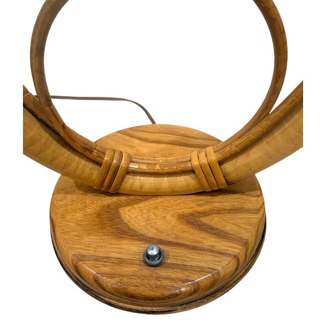 Wood Louis Sognot Attrib French Vintage Double Light Table Lamp For Sale - Image 7 of 7