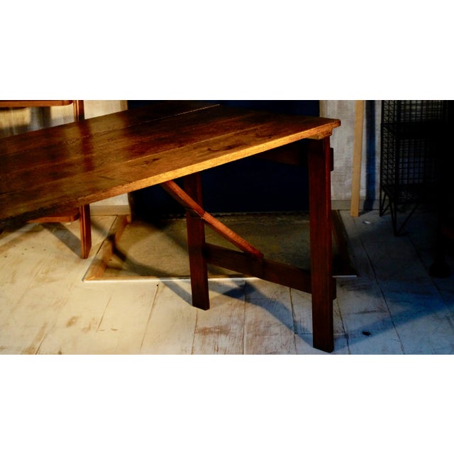 Wood Vintage Oak Worktable For Sale - Image 7 of 12