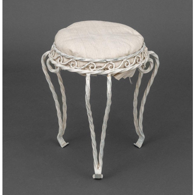 Modern White Painted Wrought Iron Vanity and Stool For Sale - Image 12 of 13