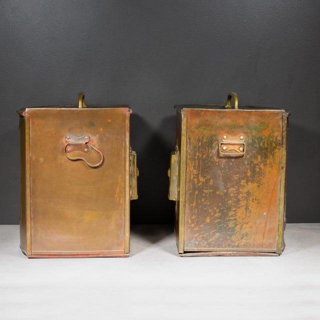 Early 20th Century English Copper and Brass Ship Lanterns - a Pair For Sale - Image 10 of 13