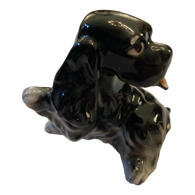 1940s Porcelain Cocker Spaniel Pooch With Raised Paw & Pink Tongue For Sale