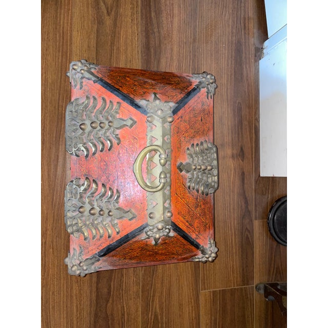 Orange Early 20th Century Dowry Chest/ Malabar Box From Kerala, India For Sale - Image 8 of 11