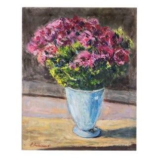 Pino Romanò, Flowers, Oil Painting on Canvas, 1990s For Sale