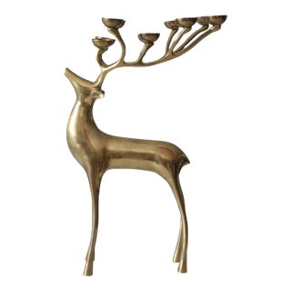 Vintage Brass Deer Candle Tea Light Holder For Sale