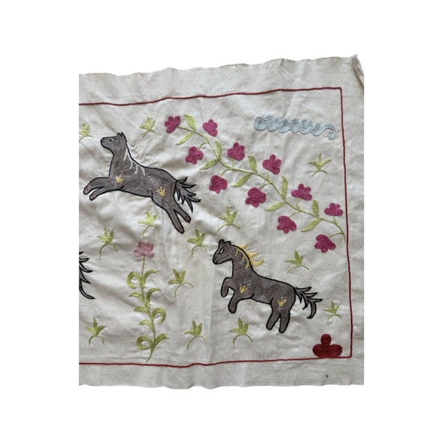 Grey Horse Suzani Wall Hanging, Cherry Vine For Sale In New York - Image 6 of 6