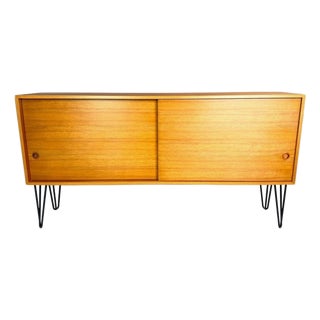 Mid-Century Walnut Sideboard with Hairpin Legs For Sale