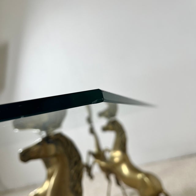 Hollywood Regency Style Coffee Table with Patinated Brass Horses and Glass Top, 1970 For Sale - Image 13 of 18