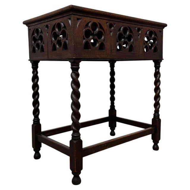 20th Century Gothic Oak Side Table For Sale - Image 3 of 10