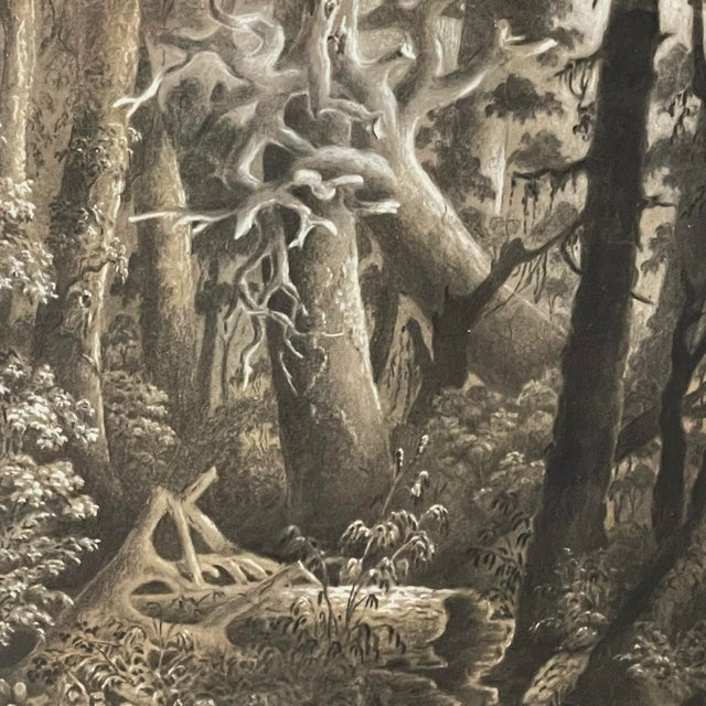 19th Century Antique 19th C. Gouache Surrealist Landscape, Framed (From Joseph Jefferson Collection) For Sale - Image 5 of 12