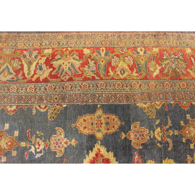 Antique Zeigler Sultanabad Rug With Medallion Design in Blue & Rust Red For Sale - Image 9 of 13