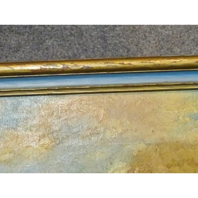 Coastal Antique 19th Century Oil Painting of a Rural Coastal Scene Gilt Frame For Sale - Image 3 of 6