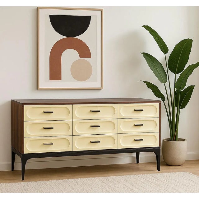 Extremely RARE Mid Century Modern Rosewood + Plastic Credenza by Henri Vallieres, c. 1960s, Made in Canada. Reminiscent of...