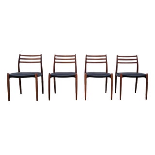 1960s Danish j.l. Moller Teak Dining Chairs Set/4 For Sale