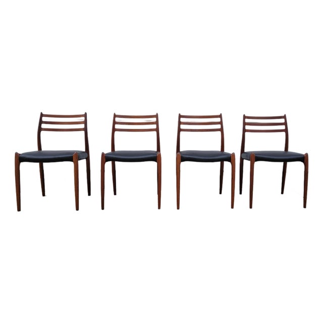 1960s Danish j.l. Moller Teak Dining Chairs Set/4 For Sale