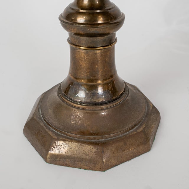 Pair of 19th Century Continental Brass Hurricane Candlesticks For Sale In New York - Image 6 of 10