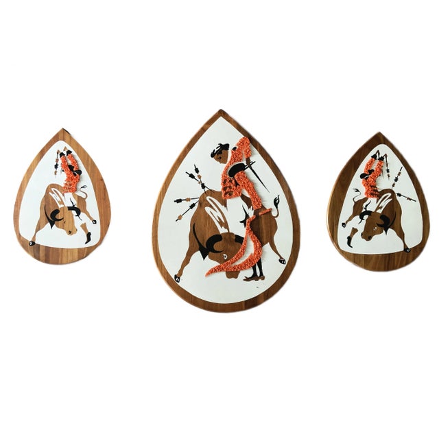 This Vintage Mid-Century Modern (MCM) Set of 3 Bullfighting Matador Wall Hangings brings dramatic flair to any space with...