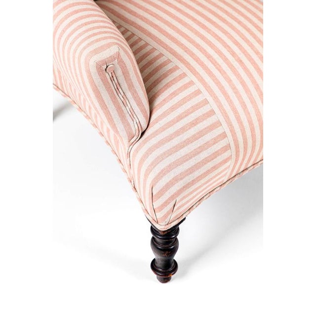 Set of French Armchairs in Pink Stripe Linen For Sale - Image 9 of 11