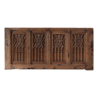 Neo-Gothic Flemish Hand-Carved Panel in Oak, 1850s For Sale