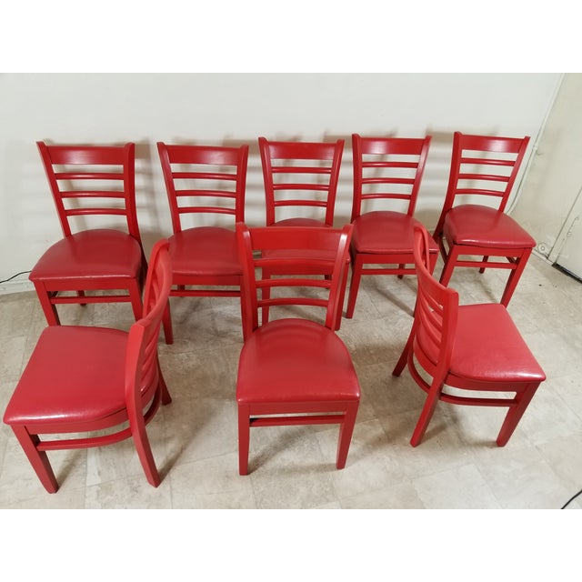Mid-Century Modern Red Dining Chairs - set of 8 For Sale - Image 3 of 13