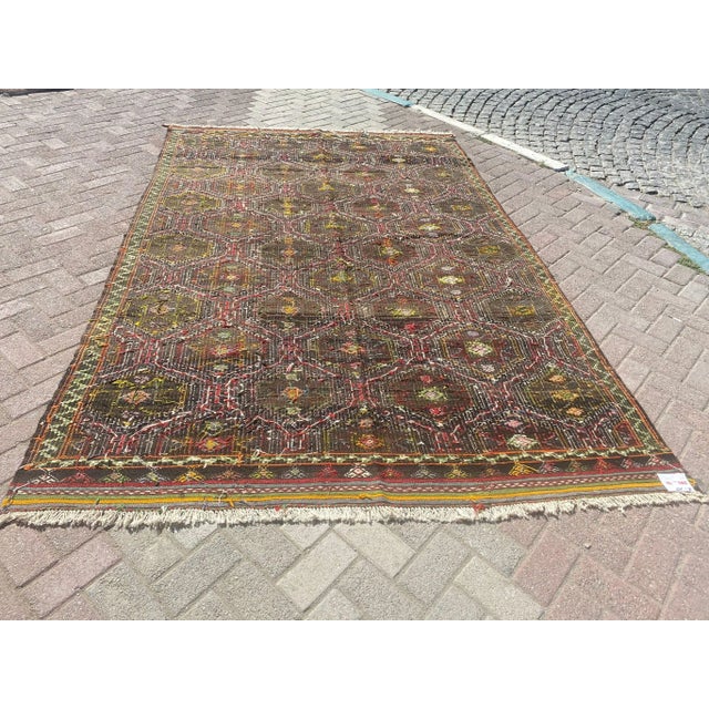 Embroidered Kilim Rug - 75" X 116" For Sale - Image 11 of 11