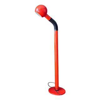 Vintage Floor Lamp in Orange Lacquered Metal, 1970s For Sale