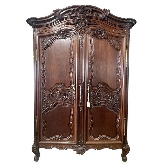 Louis XV Style Mahogany Wedding Armoire For Sale - Image 12 of 12