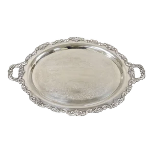Vintage Poole Silver Co. Lancaster Rose Victorian Style Serving Platter Tray