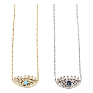 Diamond Long Lash Evil Eye Necklace For Sale