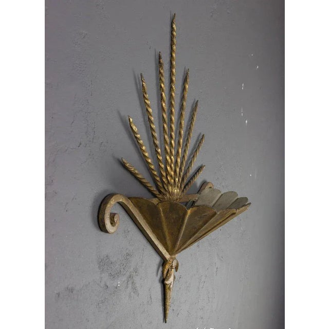 Spanish Large Spanish Gilt Metal Wall Light For Sale - Image 3 of 7