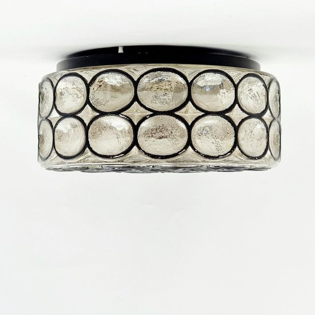 Large Mid-Century Modern Glass Flush Mount from Limburg, Germany, 1970s For Sale - Image 9 of 9