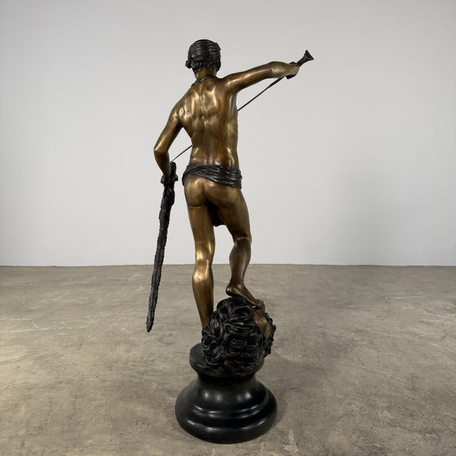 David and Goliath Bronze Sculpture, After Antonin Mercié - 38” Tall, Classical Figure For Sale - Image 14 of 16
