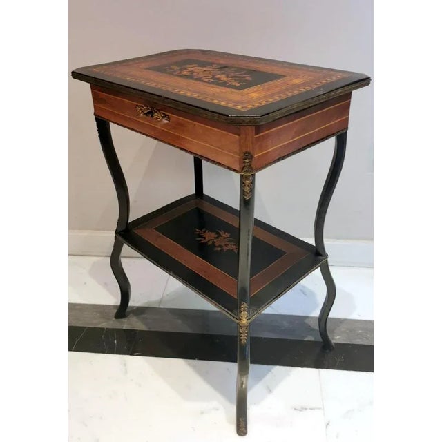 French Napoleon III Style Dressing Table with Mirror and Faux Drawer, 1850s For Sale - Image 3 of 13