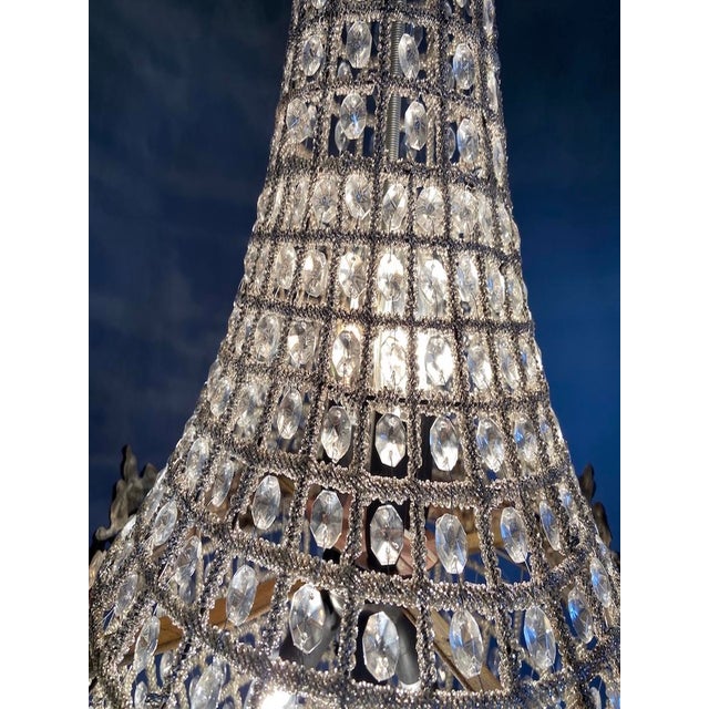 1970s French Louis XVI Charcoal Bronze Crystal Chandelier For Sale - Image 12 of 18