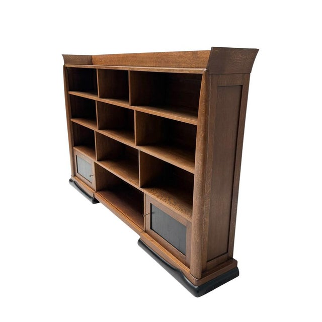 Magnificent and ultra rare art deco amsterdamse school open bookcase. Design by paul bromberg for h. Pander & zonen den...