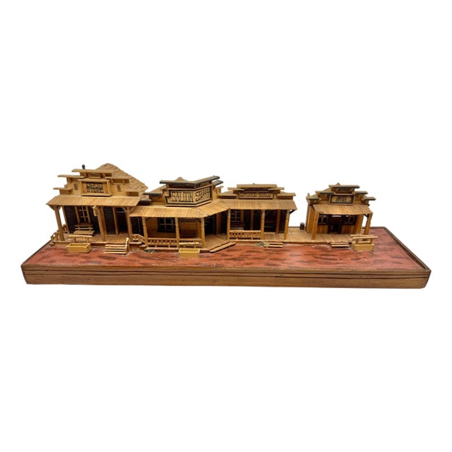 1990 Hand Crafted Architectural Folk Art Model Wild West Town with Saloon For Sale