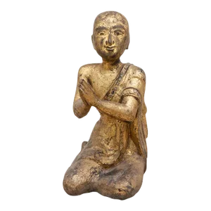 Vintage Burmese Gilded Monk Statue