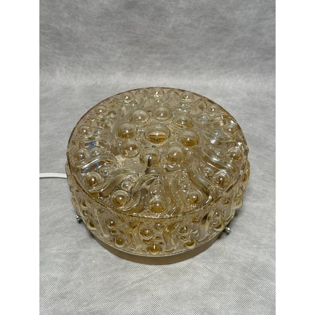1960s Mid-Century Amber Pressed Glass Ceiling Light, 1960s For Sale - Image 5 of 9