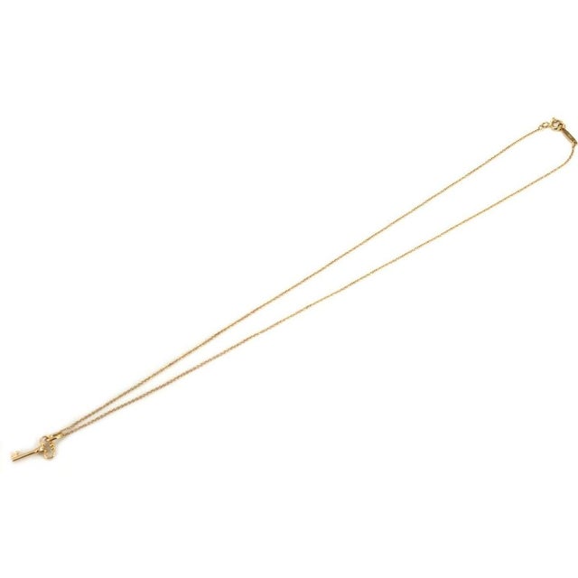 Tiffany and Co. Mid 20th Century Tiffany & Co 18K Yellow Gold Diamond Key Pendant Necklace For Sale - Image 4 of 7