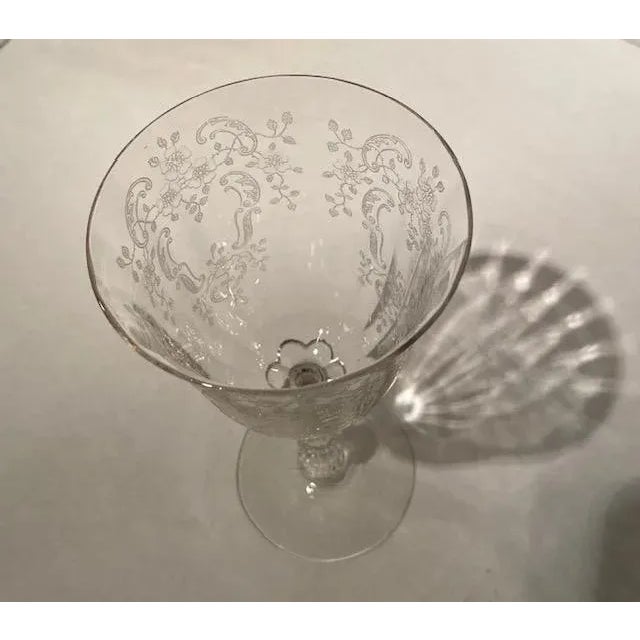 Fostoria Glass Company Vintage Fostoria Meadow Rose Crystal Water Goblets- Set of 3 For Sale - Image 4 of 8