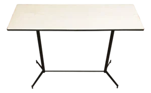Mid Century Modern Industrial Marble Top Steel Console Bar Table