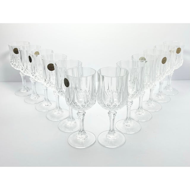 Contemporary Cristal D’Arques “Longchamp” Crystal Wine Glasses - Set of 12 For Sale - Image 3 of 8