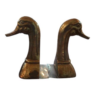 Vintage Sarreid Ltd Brass Duck Bookends - a Pair For Sale
