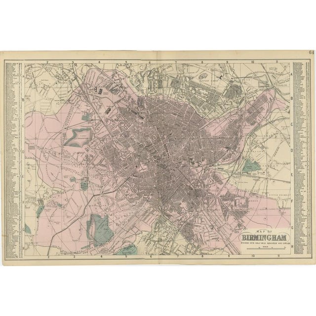 Victorian Birmingham City Plan Map by Edward Weller, 1885 For Sale - Image 11 of 11