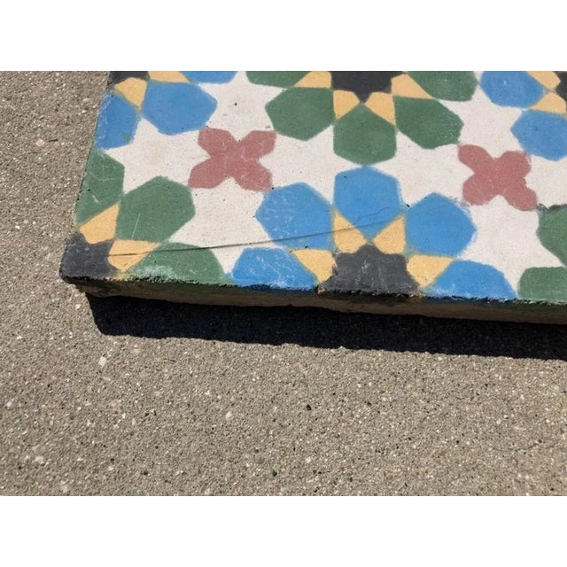 Moroccan Encaustic Cement Tile Border With Moorish Fez Design For Sale - Image 10 of 13