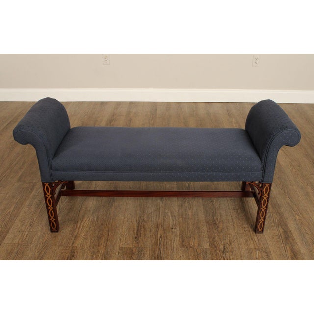 Chinese Chippendale Mahogany Fretwork Window Bench For Sale - Image 9 of 12