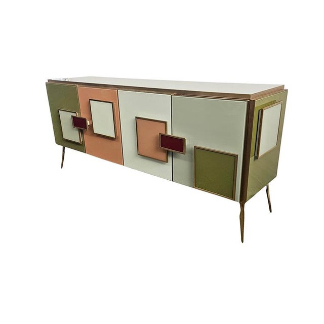 Four-Door Sideboard in Backlit Colored Glass, 1980s For Sale - Image 6 of 9