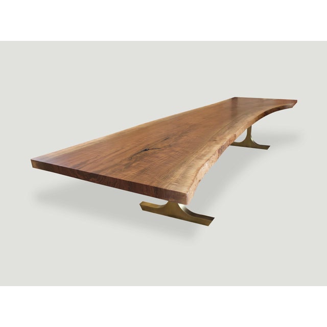 Andrianna Shamaris Live Edge Dining Table with Bronze Base For Sale - Image 4 of 5