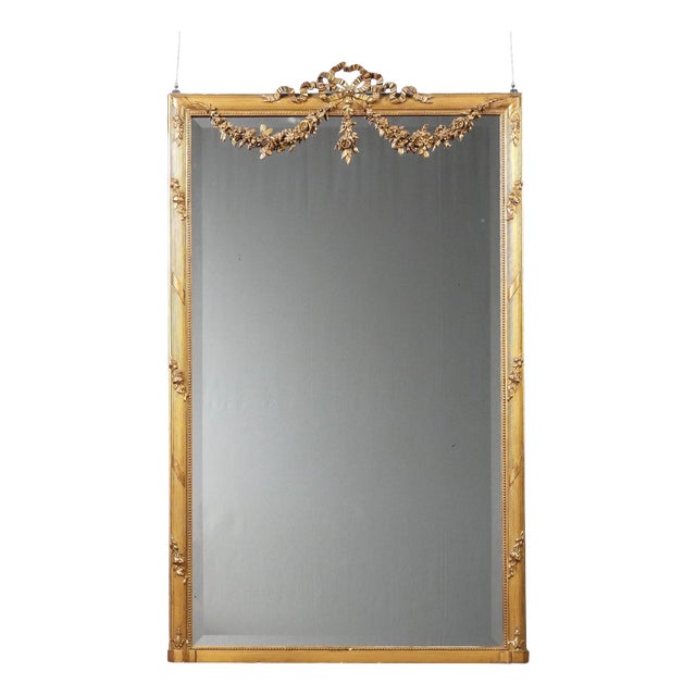Freestanding Mirror in Gold-Plated Wood For Sale